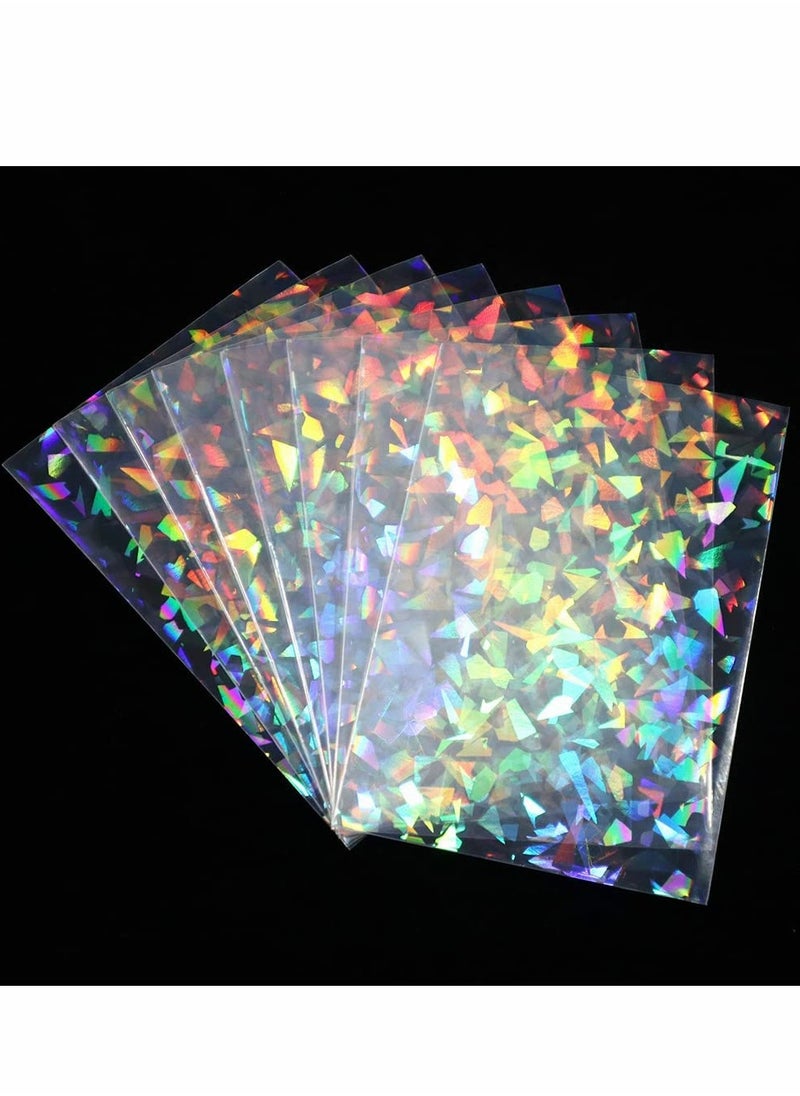 Excefore Holographic Card Sleeve Card Protector, 100PCS Black Lotus Double Side Foil Gemstone Rainbow Laser Flashing Trading Cards Shield Magic Card Protector Flashing Protective Idol Cover (Gemstone 65x90mm)  - Image 2