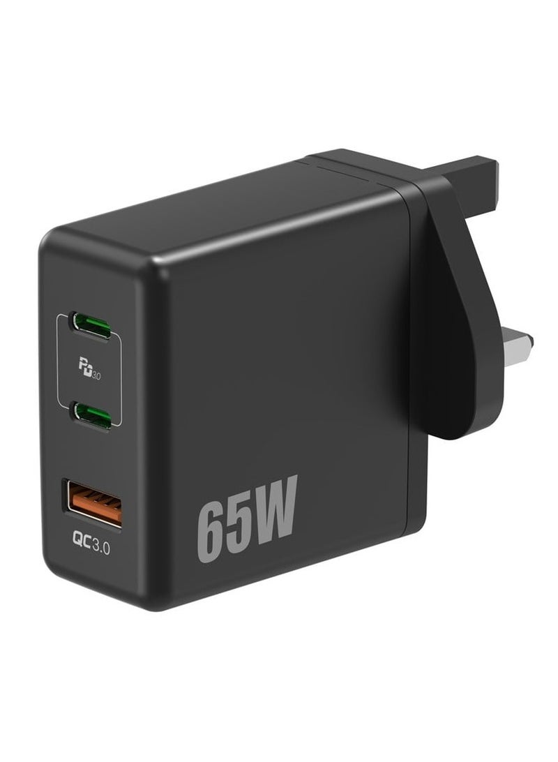 مور بور شاحن مور بور 65 واط - منفذين USB-C PD ومنفذ USB-A QC مع دعم الشحن السريع - Image 1