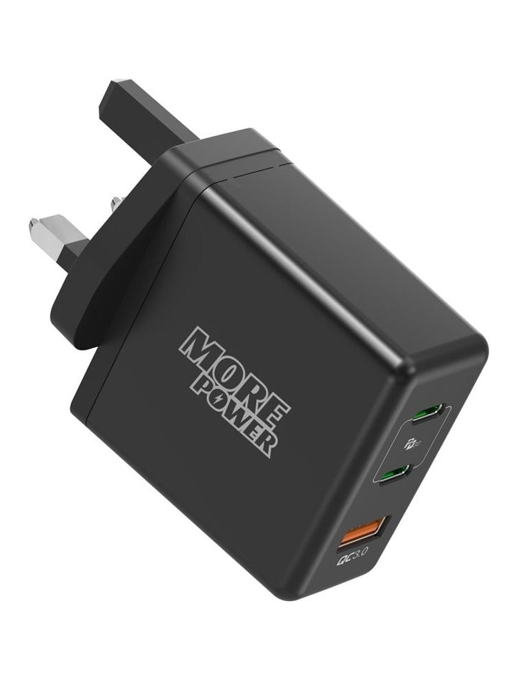 مور بور شاحن مور بور 65 واط - منفذين USB-C PD ومنفذ USB-A QC مع دعم الشحن السريع - Image 4