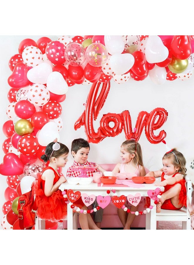 Valentines Day Balloon Arch Garland Kit, Red White Confetti Heart Balloons with 40" Love Balloon 300pcs Silk Rose Petals for Valentine's Day Mother's Day Party Decorations - Image 2