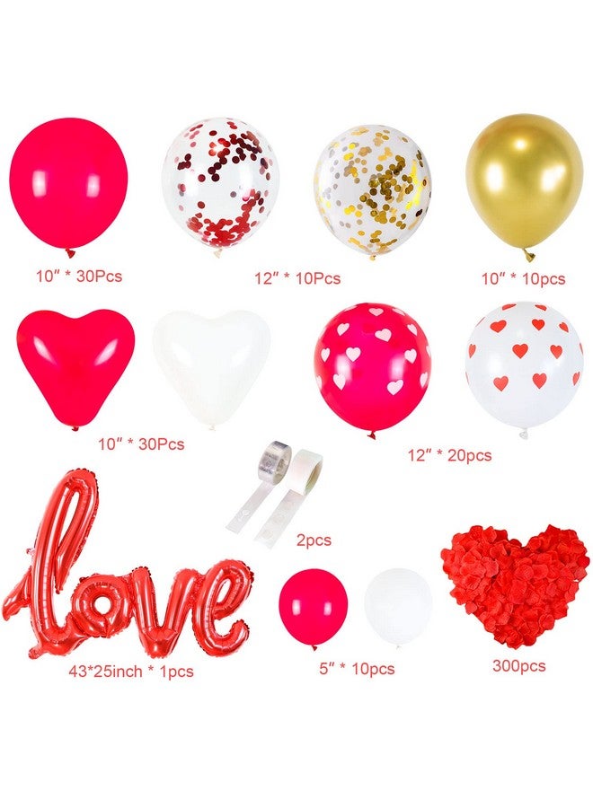Valentines Day Balloon Arch Garland Kit, Red White Confetti Heart Balloons with 40" Love Balloon 300pcs Silk Rose Petals for Valentine's Day Mother's Day Party Decorations - Image 4