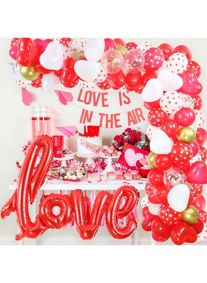 Valentines Day Balloon Arch Garland Kit, Red White Confetti Heart Balloons with 40" Love Balloon 300pcs Silk Rose Petals for Valentine's Day Mother's Day Party Decorations - Image 5