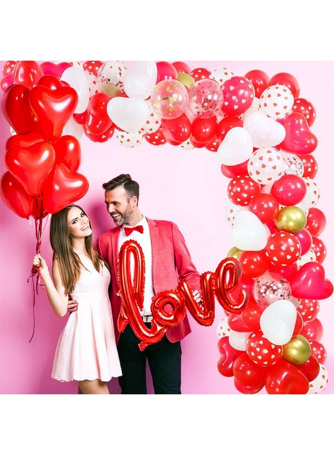 Valentines Day Balloon Arch Garland Kit, Red White Confetti Heart Balloons with 40" Love Balloon 300pcs Silk Rose Petals for Valentine's Day Mother's Day Party Decorations - Image 3