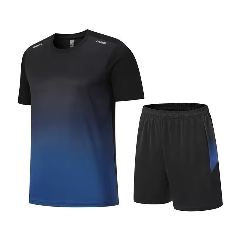 Mens Summer Sports Set Green T-Shirt Shorts Grey - Image 3