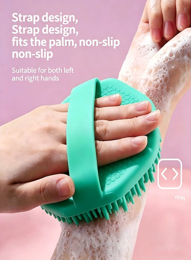 Ruili Silicone body brush, with anti-slip handle and gentle exfoliating brush head, the soft-bristled brush head is suitable for all skin types and is unisex. green - Image 3