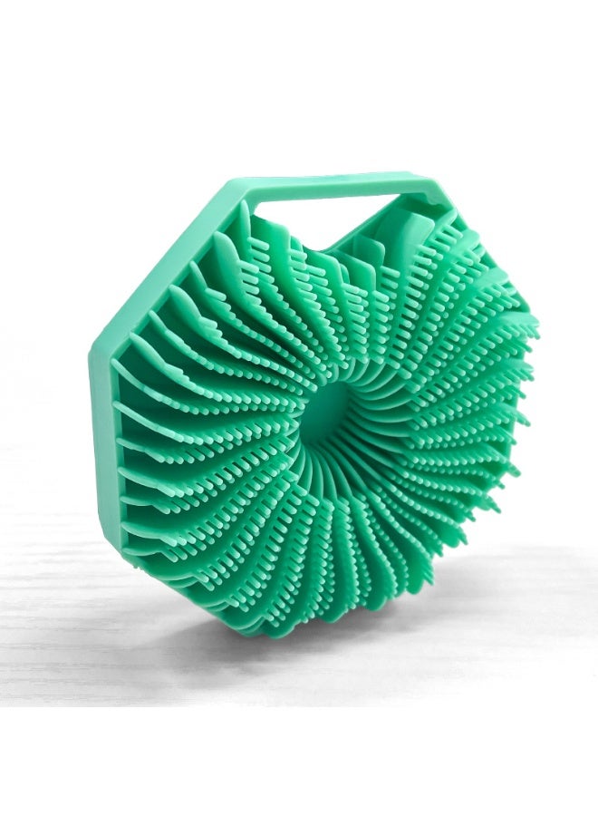 Ruili Silicone body brush, with anti-slip handle and gentle exfoliating brush head, the soft-bristled brush head is suitable for all skin types and is unisex. green - Image 1