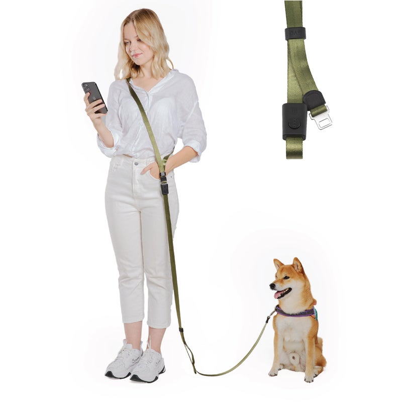 SVD.PET 4-in-1 Hands Free Dog Leash, Versatile Crossbody Dog Leash with Easy Release Buckle, Easy Adjust Waist Dog Leash to Fit Your Body and Waist for Walking, and Running Your Dog (Army Green) - Image 1