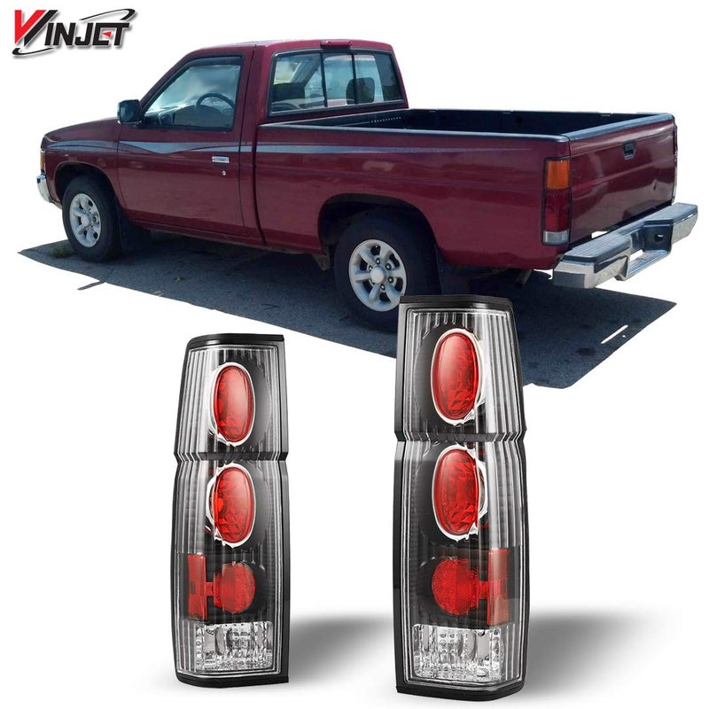 Winjet Tail Lights for For Nissan 19861994 Hardbody D21 SE 19861989 1994 XE 19951997 Pickup SE XE Lamp Taillights Assembly Driver and Passenger Side Matte Black HousingClear Lens
