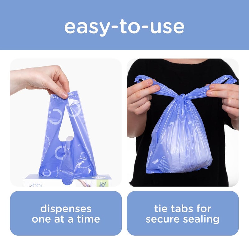 ubbi Disposable Diaper Sacks, Lavender Scented, Easy-To-Tie Tabs, Baby Diaper Disposal or Pet Waste Bags, 200 Count | Easy-To-Tie Tabs, Made from 50% Recycled Material, Disposable On-The-Go Bags, Diaper Bag and Travel Essential - Image 3