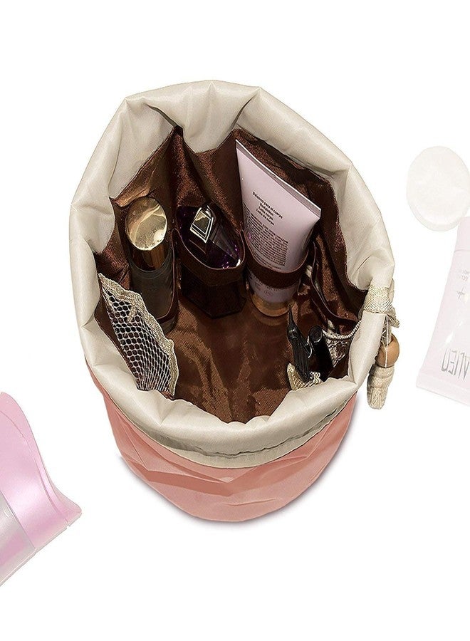 CLOMANA ® Cotton and Nylon Bucket Barrel Round Shaped Cosmetic Makeup Travel Pouch Organizer (Multicolour) - Image 4