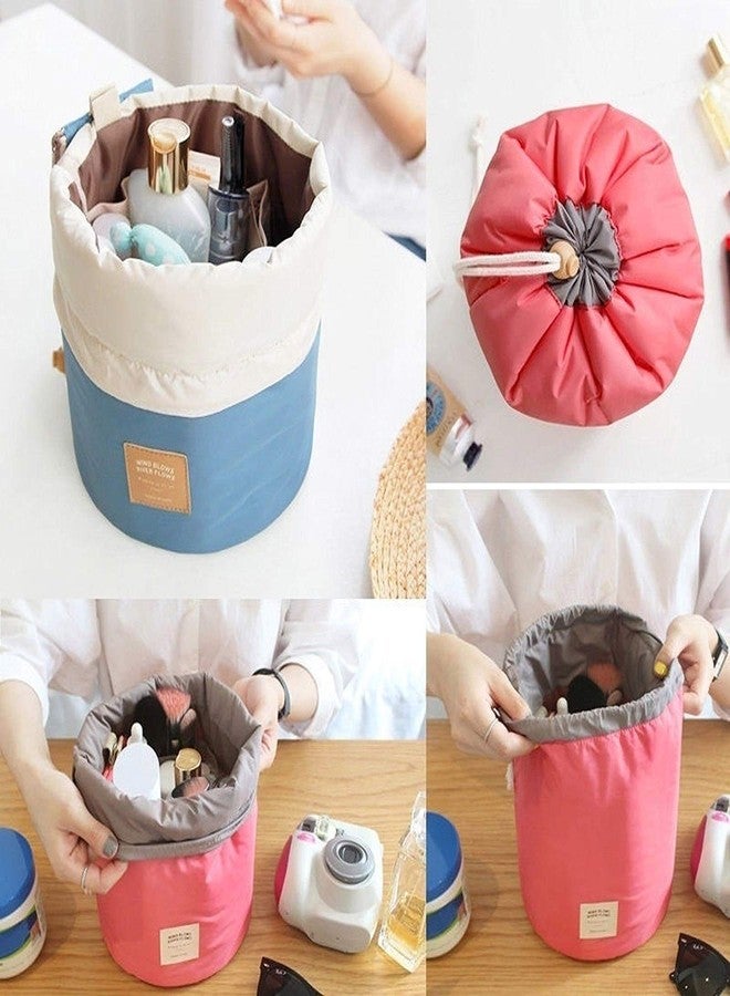CLOMANA ® Cotton and Nylon Bucket Barrel Round Shaped Cosmetic Makeup Travel Pouch Organizer (Multicolour) - Image 2