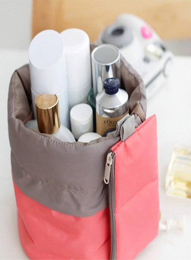 CLOMANA ® Cotton and Nylon Bucket Barrel Round Shaped Cosmetic Makeup Travel Pouch Organizer (Multicolour) - Image 1