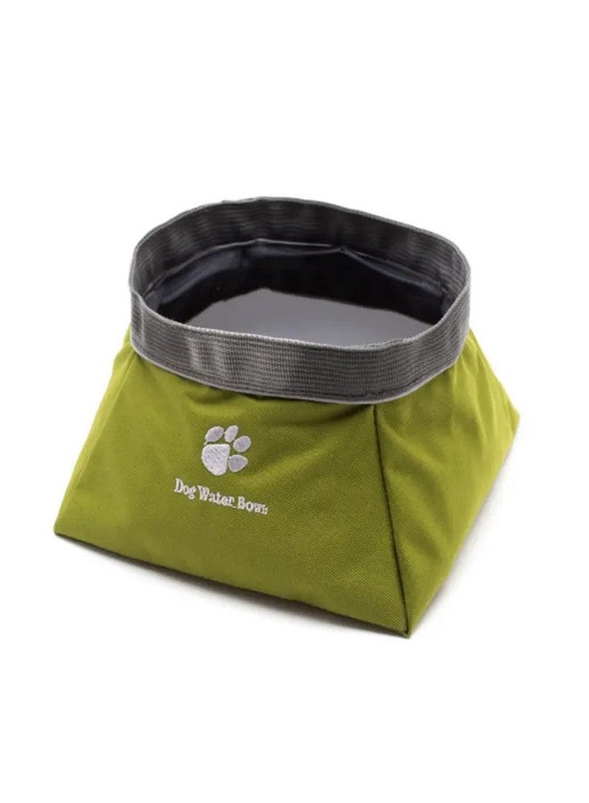 Emily Pets Dog Bowl Pet Cat Feeder Travel Out Door Foldable Supplies Reflective Nylon Fabric Double Bowls Rascal Dog Water & Food Feeder Green Set Of 1 - Image 2