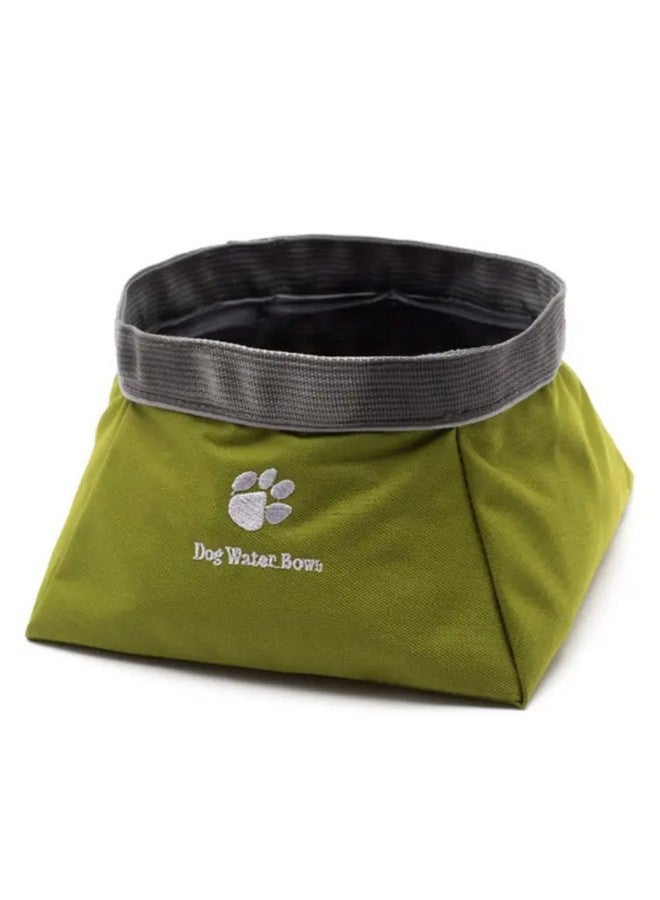 Emily Pets Dog Bowl Pet Cat Feeder Travel Out Door Foldable Supplies Reflective Nylon Fabric Double Bowls Rascal Dog Water & Food Feeder Green Set Of 1 - Image 1