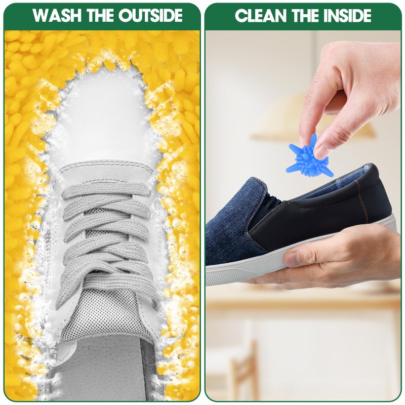 Shoe Washing Machine Bag, 2 Pack Sneaker Cleaner Kit with 10 Washer Balls for Gym Sneakers and Flats, Shoe Laundry Bag with Zipper Protection Design,Large Size for Women's, Men's, and Kid's Shoes - Image 3