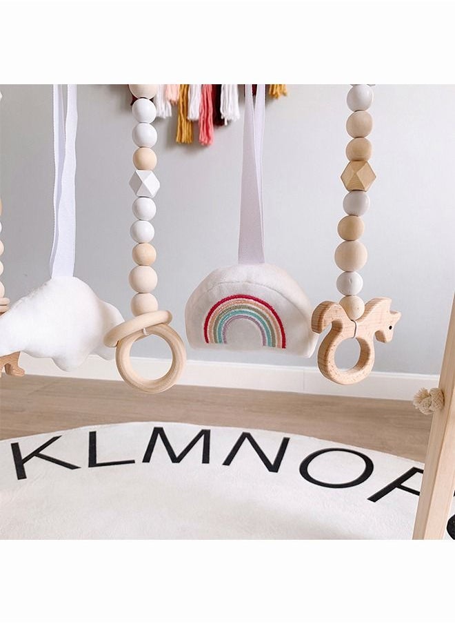 Occuwzz - Foldable Wooden Baby Gym with 6 Baby Toys Frame Activity Gym  newborn baby fitness rack - Image 1