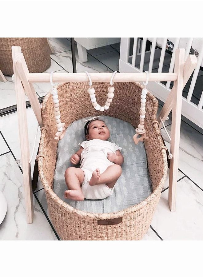 Occuwzz - Foldable Wooden Baby Gym with 6 Baby Toys Frame Activity Gym  newborn baby fitness rack - Image 1