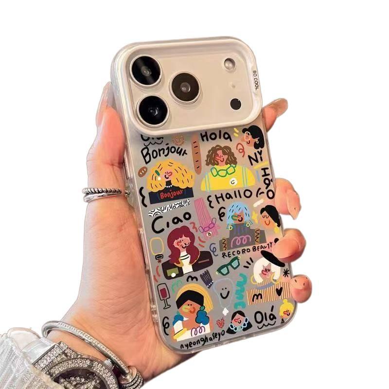 iPhone 16 Pro Protective PC for iPhone 16 16 Plus 16 Pro 16 Pro Max and Matte Finish and Abstract Girl Pattern in Black - Image 3