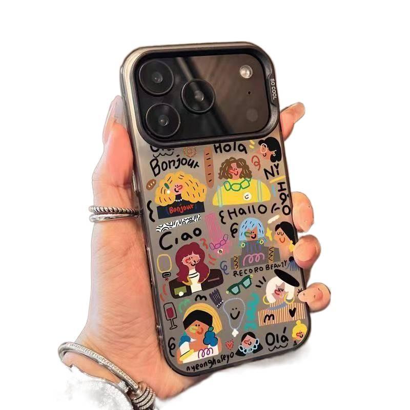 iPhone 16 Pro Protective PC for iPhone 16 16 Plus 16 Pro 16 Pro Max and Matte Finish and Abstract Girl Pattern in Black - Image 4