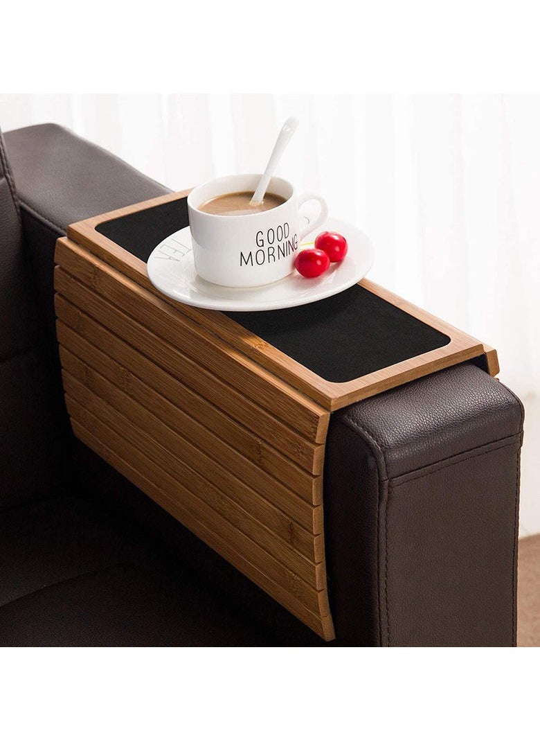 Generic Bamboo Wood Sofa Arm Tray Table Anti-Slip Armrest Organizer Protector Drink Holder Coaster  - Image 1