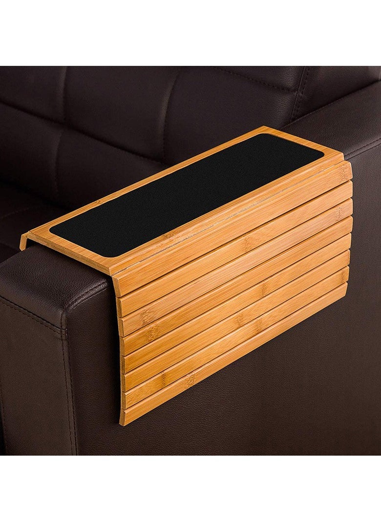 Generic Bamboo Wood Sofa Arm Tray Table Anti-Slip Armrest Organizer Protector Drink Holder Coaster  - Image 2