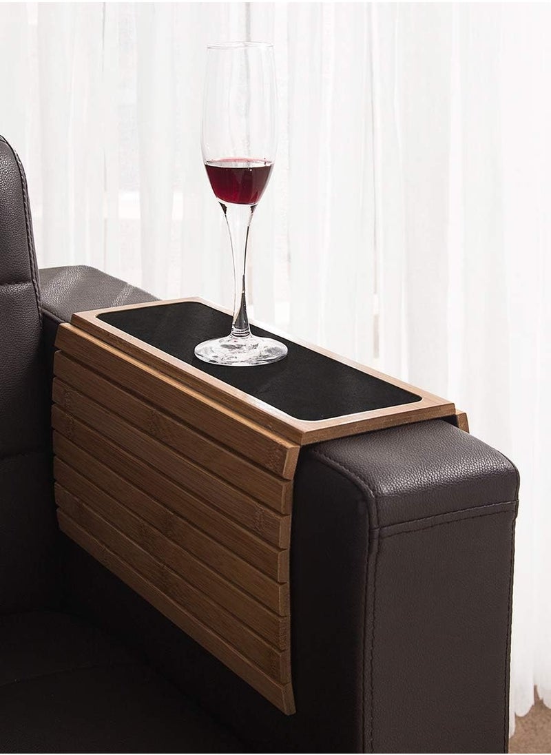 Generic Bamboo Wood Sofa Arm Tray Table Anti-Slip Armrest Organizer Protector Drink Holder Coaster  - Image 4