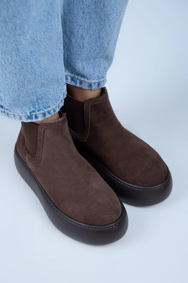 Manijero Manijero Ove Women's Leather Elasticated Fur-Lined Brown Boots