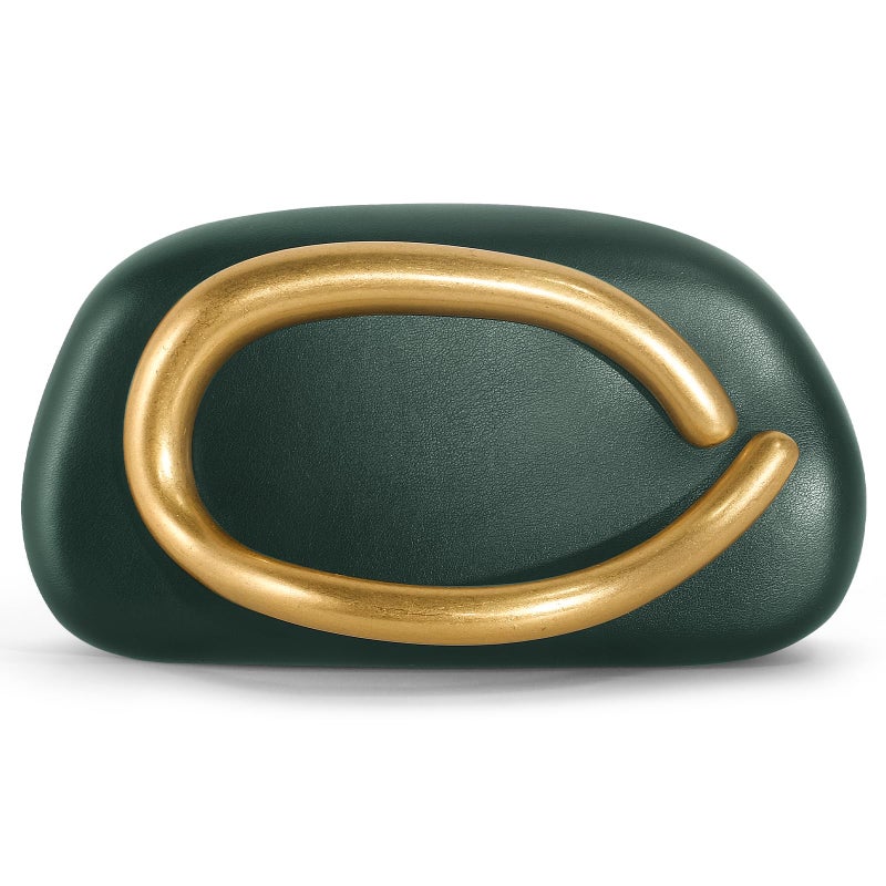 NEWROGENG Clutch Purses for Women Formal, Leather Evening Bags with Chain, Trendy Metal Handle Purses and Handbags 2025, Leather Dark Green - Image 1