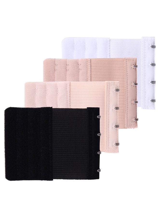 Senkary 4 Pieces Bra Extenders 4 Hooks 3 Rows Elastic Bra Strap Extension for Women, 4 Colors - Image 3