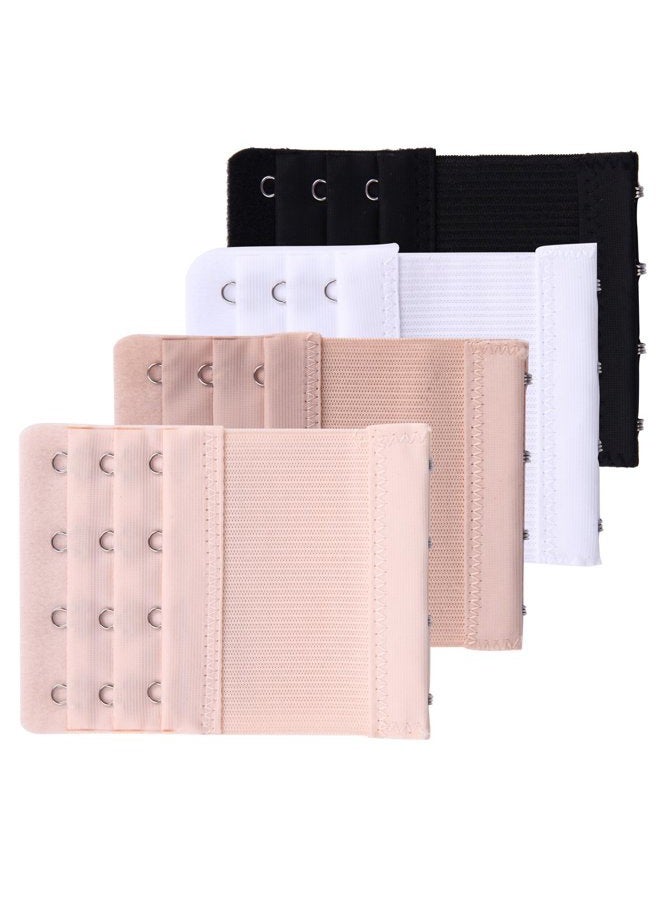 Senkary 4 Pieces Bra Extenders 4 Hooks 3 Rows Elastic Bra Strap Extension for Women, 4 Colors - Image 1