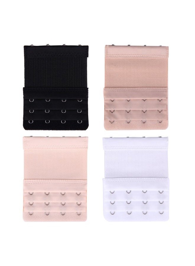 Senkary 4 Pieces Bra Extenders 4 Hooks 3 Rows Elastic Bra Strap Extension for Women, 4 Colors - Image 4