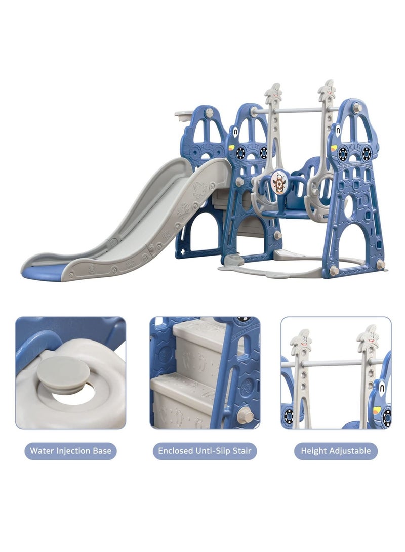 والالا مجموعة زحليقة وأرجوحة للأطفال 4 في 1 ملعب للأطفال الصغار مع متسلق منزلق متأرجح وزحليقة كرة السلة للأطفال للأولاد والبنات مجموعات لعب الفناء الخلفي للأطفال في الأماكن المغلقة والمفتوحة - Image 4