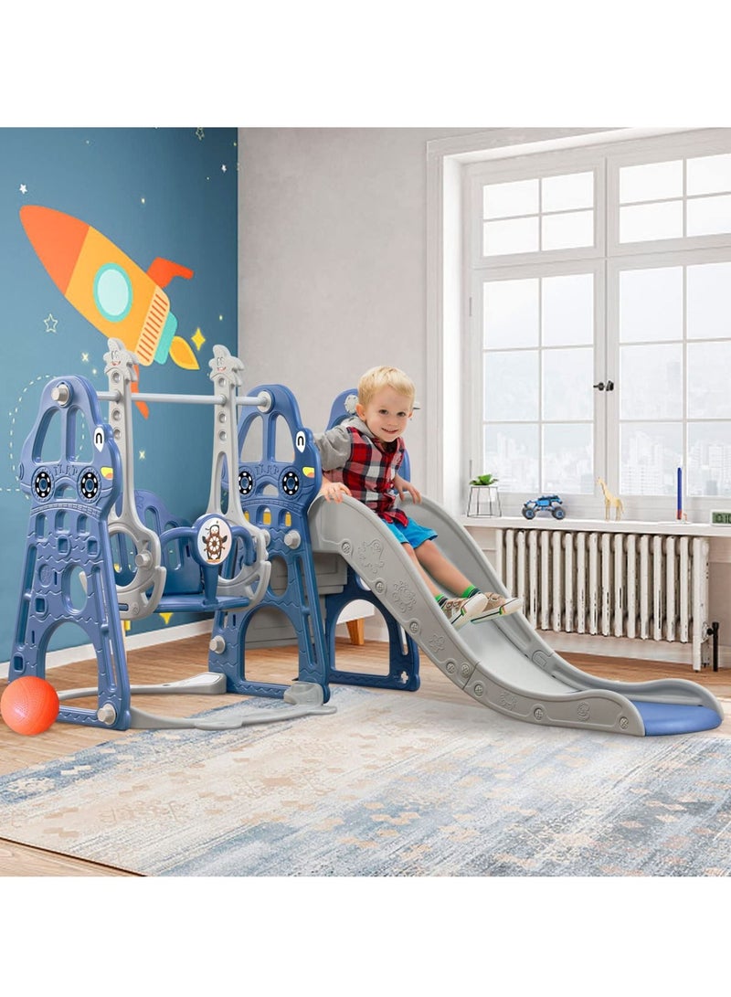 والالا مجموعة زحليقة وأرجوحة للأطفال 4 في 1 ملعب للأطفال الصغار مع متسلق منزلق متأرجح وزحليقة كرة السلة للأطفال للأولاد والبنات مجموعات لعب الفناء الخلفي للأطفال في الأماكن المغلقة والمفتوحة - Image 5