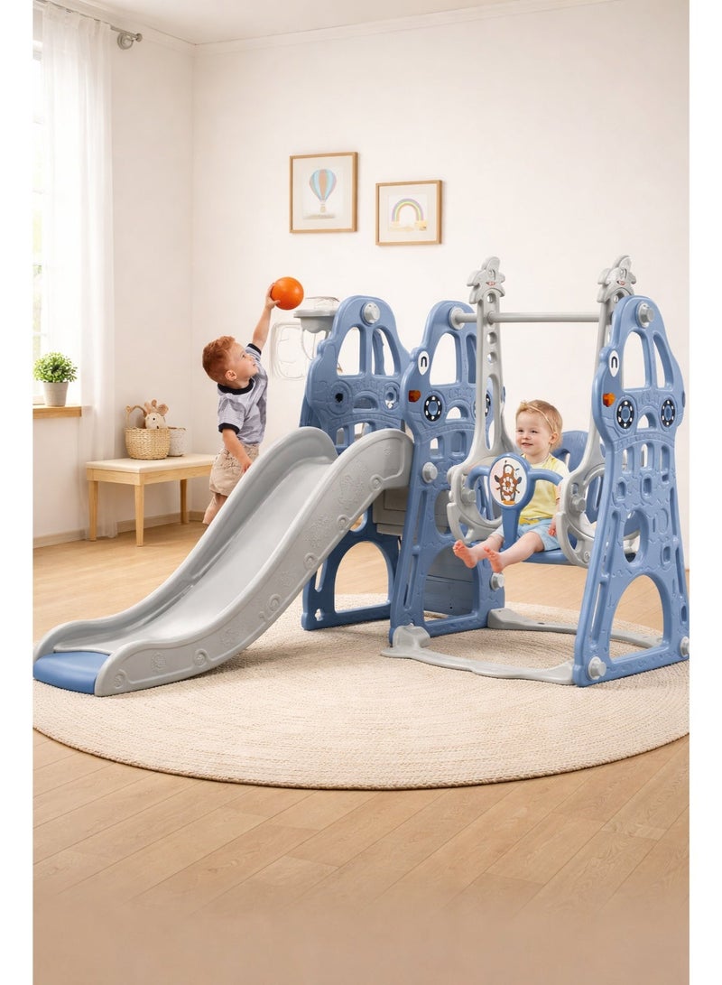 WALALLA Toddler Slide and Swing Set 4 in 1 Toddler Playground with Swing Slide Climber and Basketball Baby Slide for Boys and Girls Backyard Playsets for Kids Indoor and Outdoor - Image 1