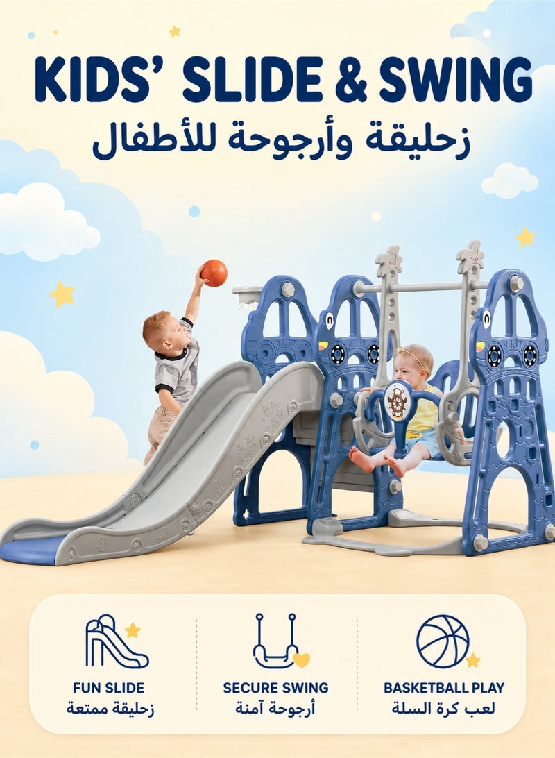 WALALLA Toddler Slide and Swing Set 4 in 1 Toddler Playground with Swing Slide Climber and Basketball Baby Slide for Boys and Girls Backyard Playsets for Kids Indoor and Outdoor - Image 1
