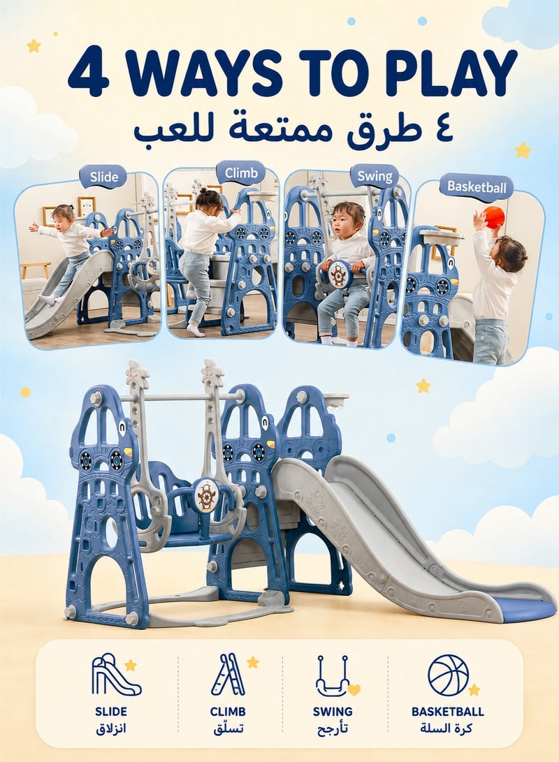WALALLA Toddler Slide and Swing Set 4 in 1 Toddler Playground with Swing Slide Climber and Basketball Baby Slide for Boys and Girls Backyard Playsets for Kids Indoor and Outdoor - Image 2