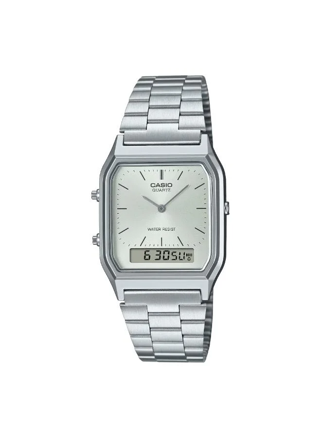 كاسيو Unisex Stainless Steel Analog-Digital Watch AQ-230A-7AMQYDF - 29.8 mm
