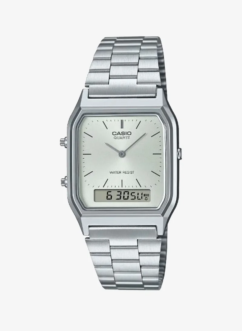كاسيو Unisex Stainless Steel Analog-Digital Watch AQ-230A-7AMQYDF - 29.8 mm