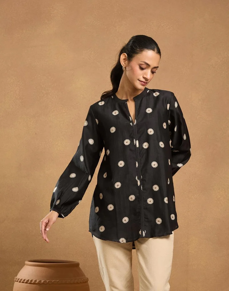 Fabindia Black Cotton Silk Tunic