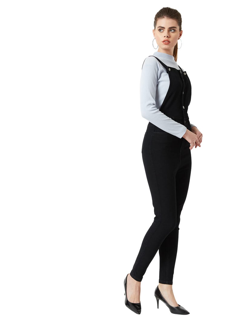 Miss Chase Women's Black Skinny Denim Dungaree(MCSS20DEN04-47-62-28,Black,28) - Image 3