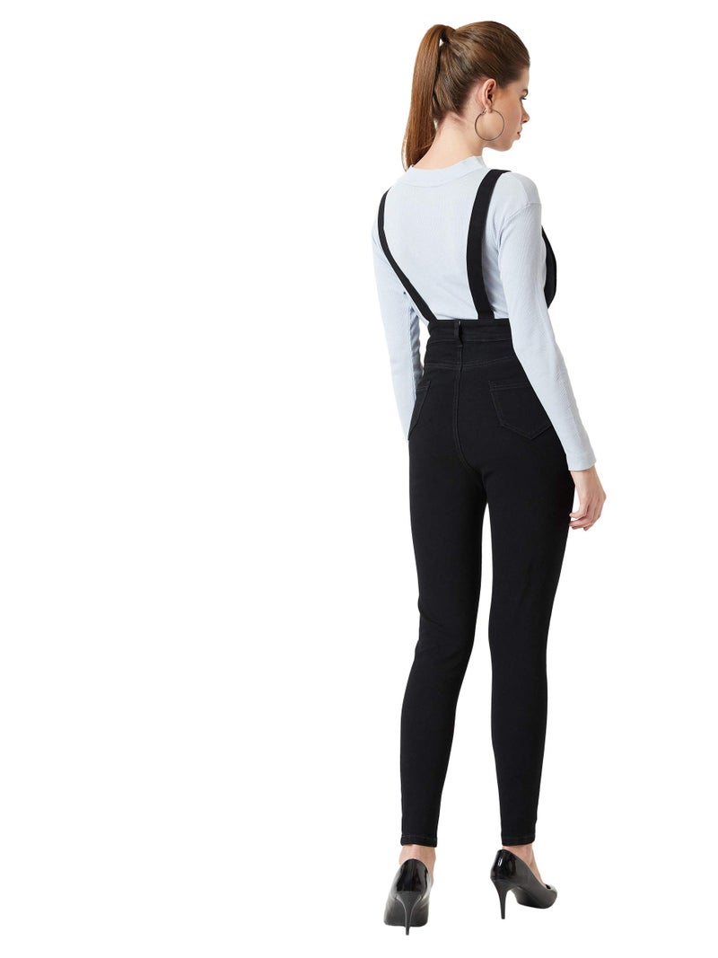 Miss Chase Women's Black Skinny Denim Dungaree(MCSS20DEN04-47-62-28,Black,28) - Image 4