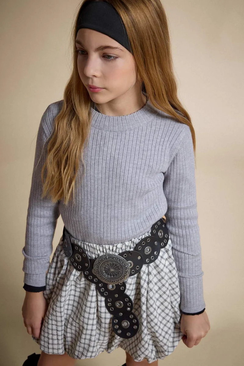 Defacto Girl Slim Fit Crew Neck Knit Pullover