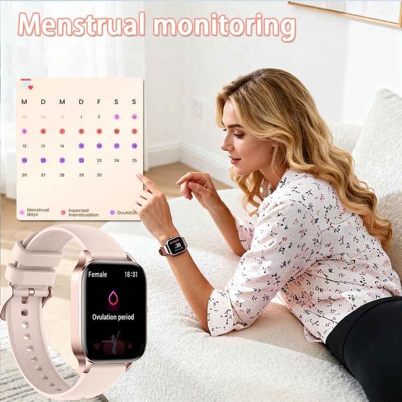 TDZDDYS Smart Watch for Men Women(Answer/Make Call), Support Arabic, AI Voice Assistant, 1.85-Inch Fitness Watch for iPhone iOS Andriod, High Quality, IP68 Waterproof (Rose golden Steel+Black & Pink Silicone) - Image 2