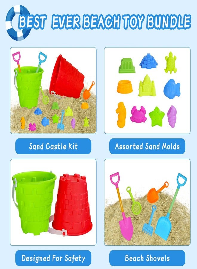 Holady 17 Pcs Beach Toy Set for Kids - Includes Bucket, Molds, Shovel, Rake, Sifter & Castle Toys - Sand Bucket and Shovel for Boys and Girls - Image 4