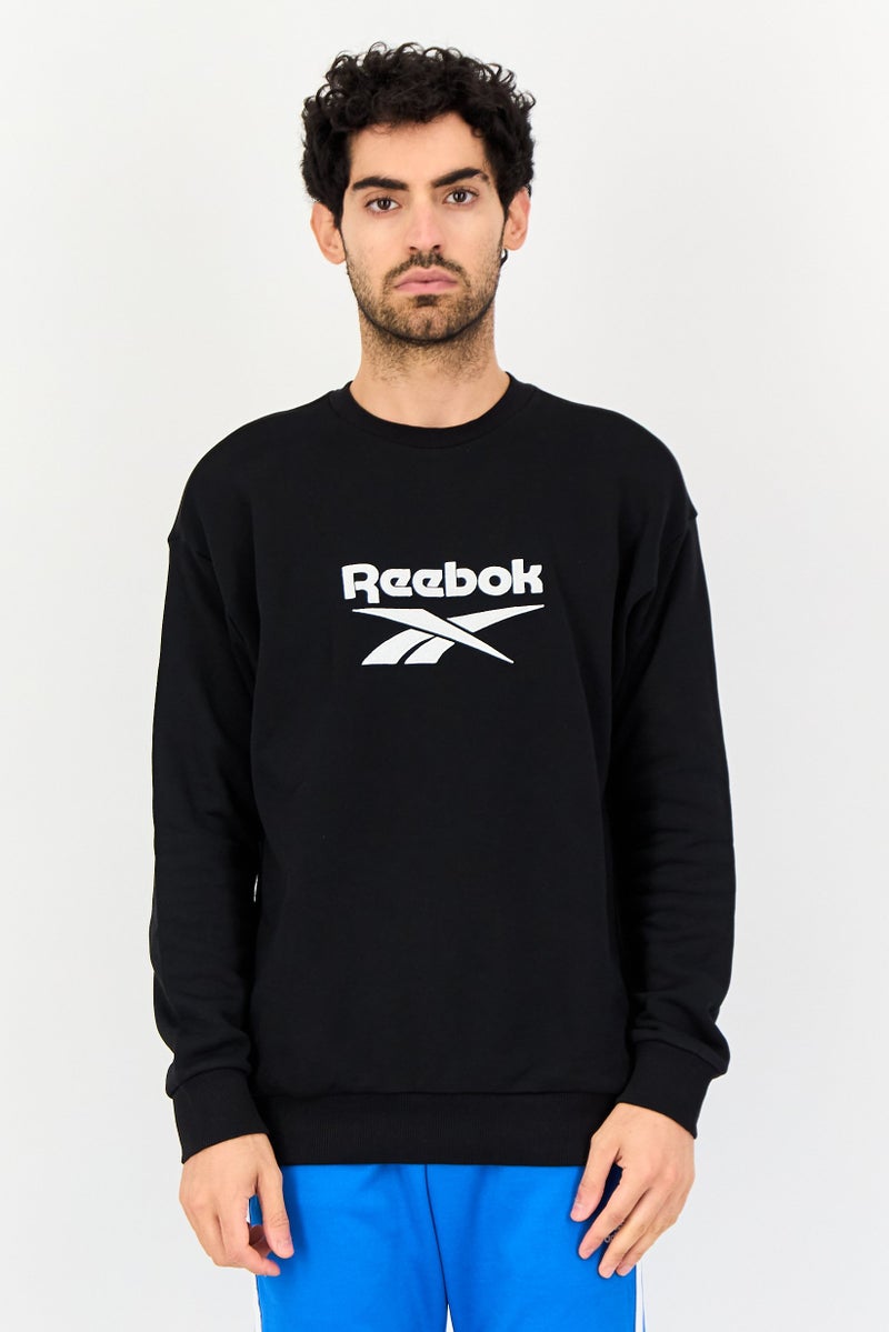 Reebok سويت شيرت رياضي للرجال بأكمام طويلة، خارجي، أسود - Image 1