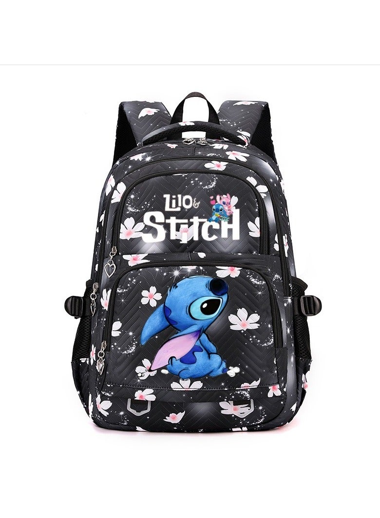ستيتش حقيبة مدرسية كبيرة السعة، منقوشة برسومات كرتونية، مناسبة لطلاب المدارس الابتدائية والثانوية، خفيفة وأنيقة، بأبعاد 31*43*16 سم.