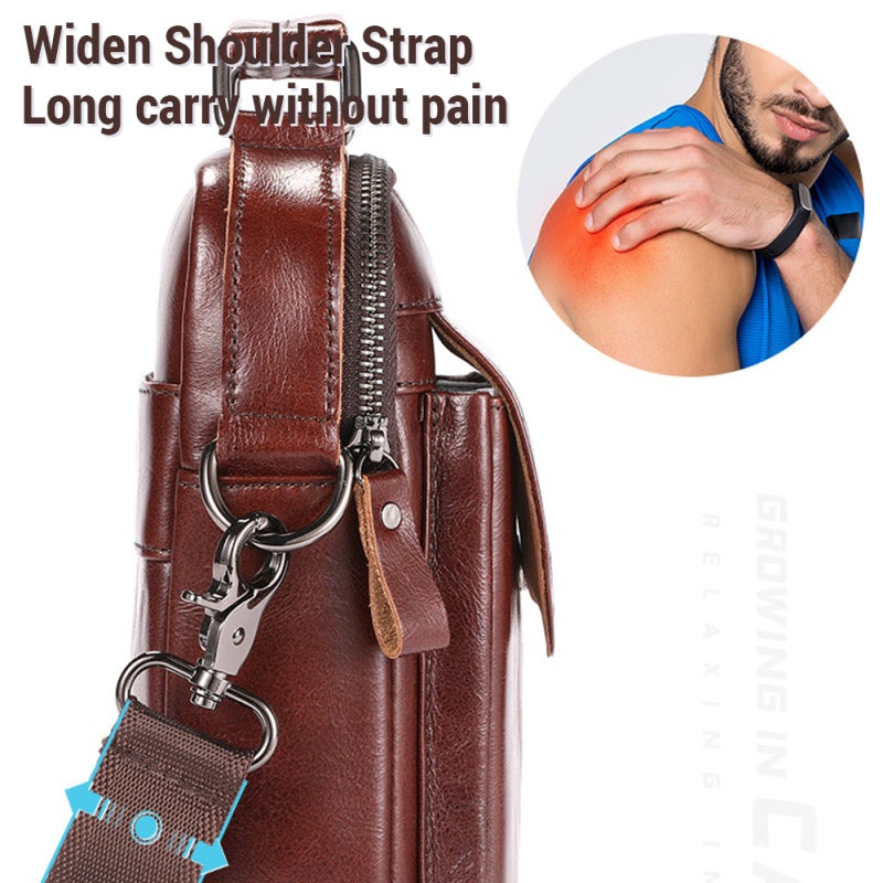 BULLCAPTAIN Men'S Leather Sling Bag Retro Cross Body Bag Vintage Shoulder Bag With Adjustable Non Slip Strap For Travel Business Hiking - Image 3