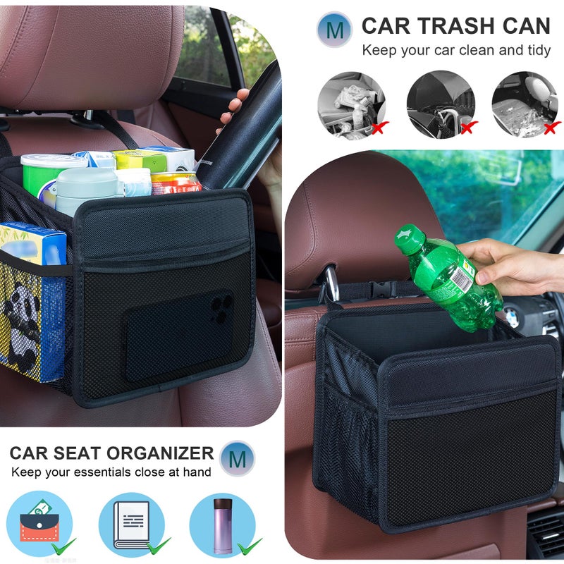 Uplien Car Seat Back Organizer Hanging Bag [2025 UPDATED] Foldable Backseat Storage Caddy with 5 Compartments & Adjustable Straps, Fits for Front/Back Headrest, Ultra-Durable - Black - Image 5