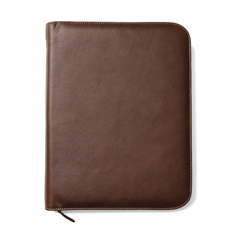 Maruse Premium Maruse Leather Portfolio Padfolio - Executive Folio for Men and Women with Zipper, Folio Document Organizer, Laptop Sleeve, iPad Case and Folder - Made in Italy, Brown - Image 1
