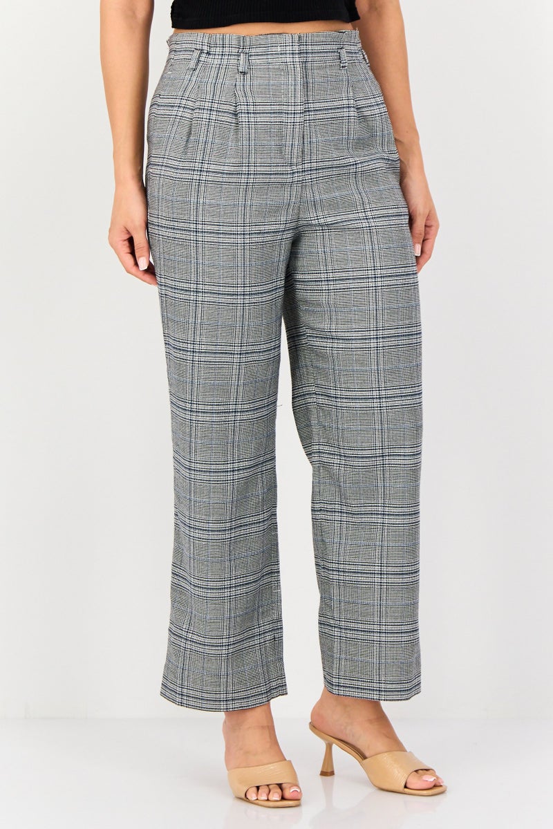 SELECTED Women Regular Fit Plaid Dress Pants, Multicolor - Image 1